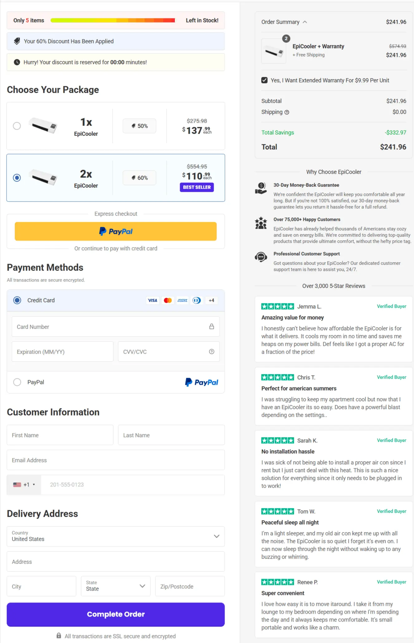 EpiCooler Order Page